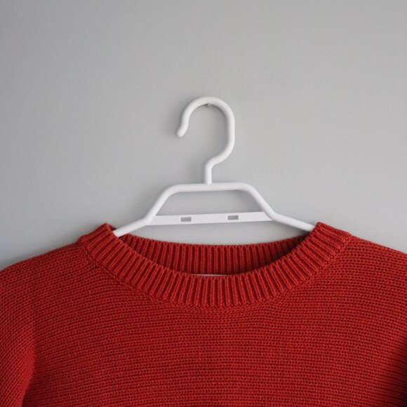 Anthro. Philosophy Womens Red XS Oversized Ribbed Knit Long Sleeve Crew Sweater - Picture 4 of 11